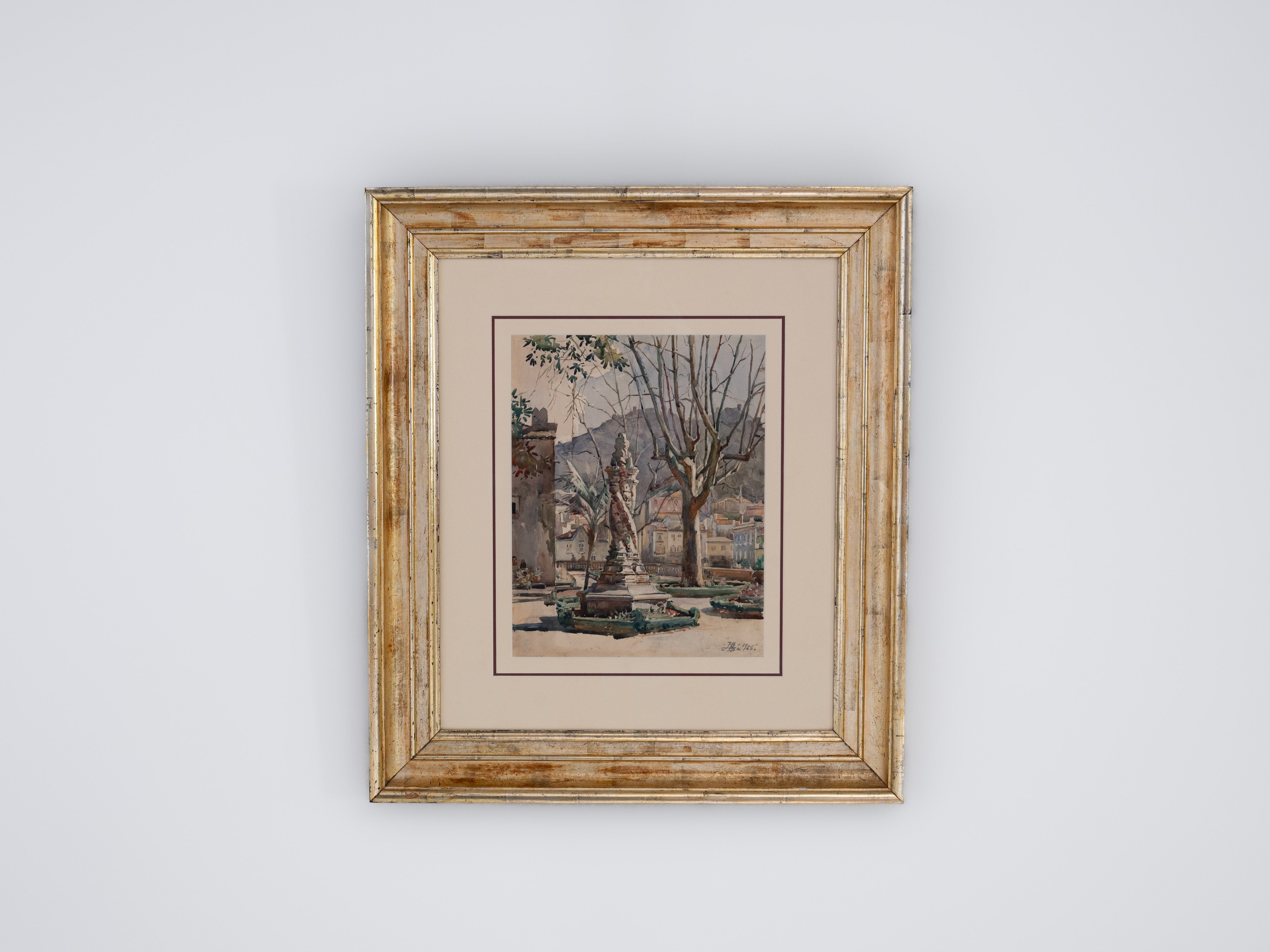 JOÃO ALVES DE SÁ (1878–1972) Pelourinho de Sintra Aguarela sobre papel Assinada e datada Dim.: 42 × 32,5 cm