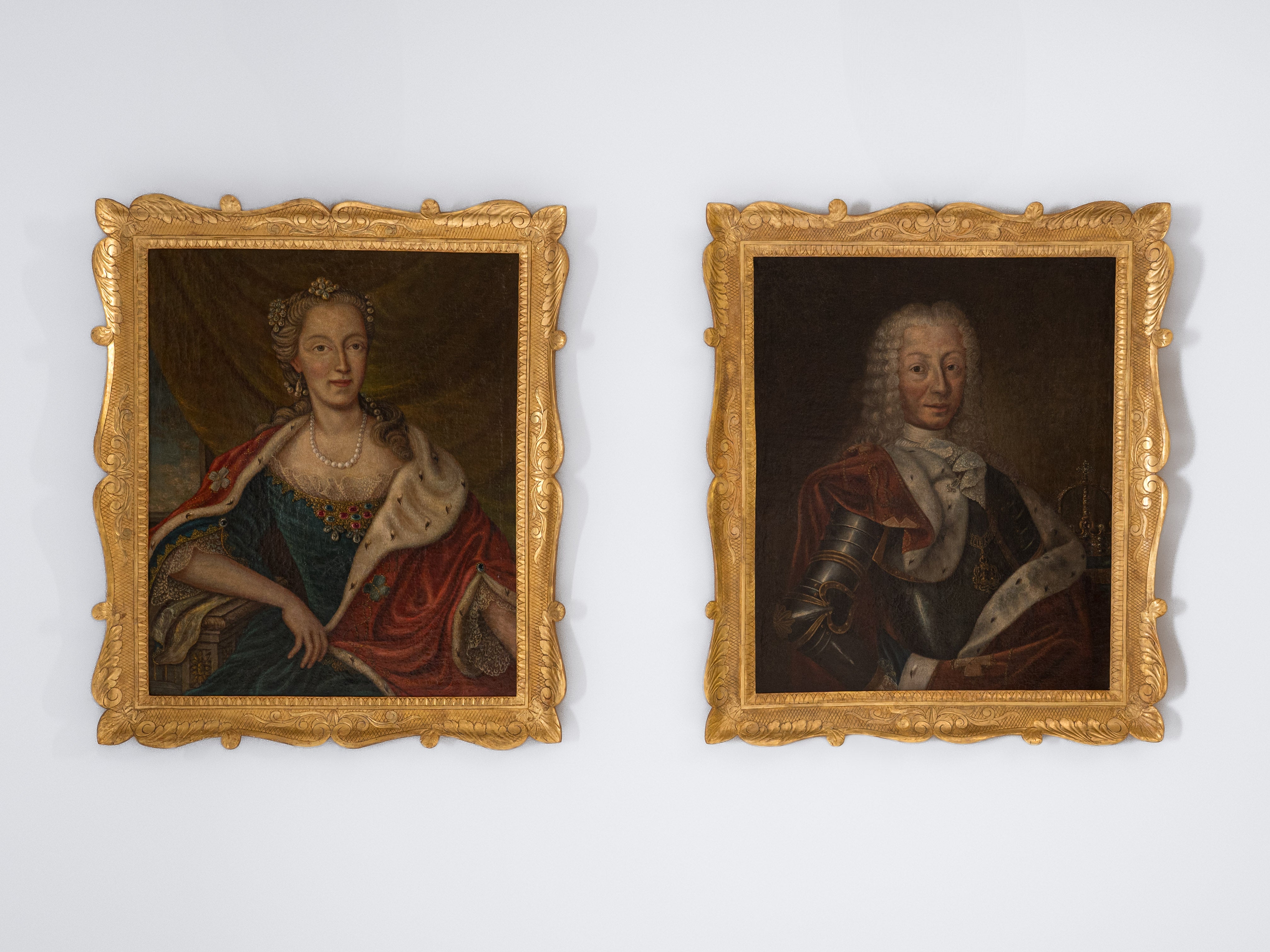 Par de retratos representando os Duques da Casa de Saboia - Escola Italiana, século XVII, óleo sobre tela